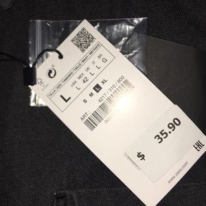 Zara slim fit large black distressed button down